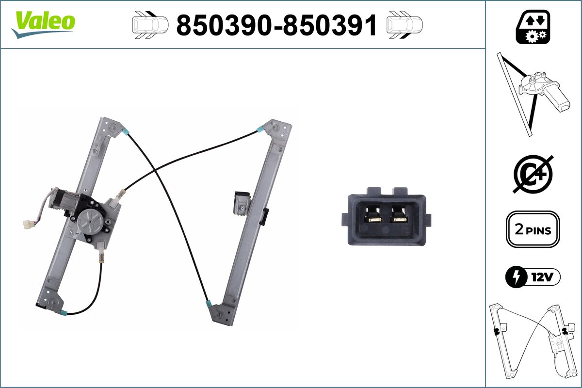 VALEO 850390 Ablakemelő szerkezet